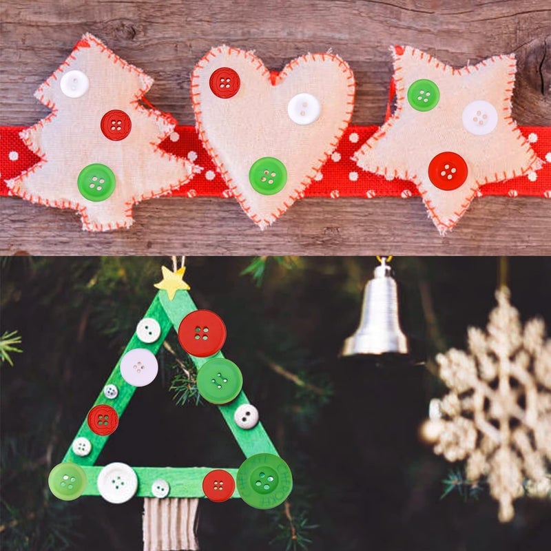 Greentime 350-400PCS Resin Chiristmas Buttons Assorted Buttons 2 and 4 Holes Round Craft for Christmas Party Decorations Sewing DIY Crafts Manual Button Painting,DIY Handmade Ornament… - Image 5